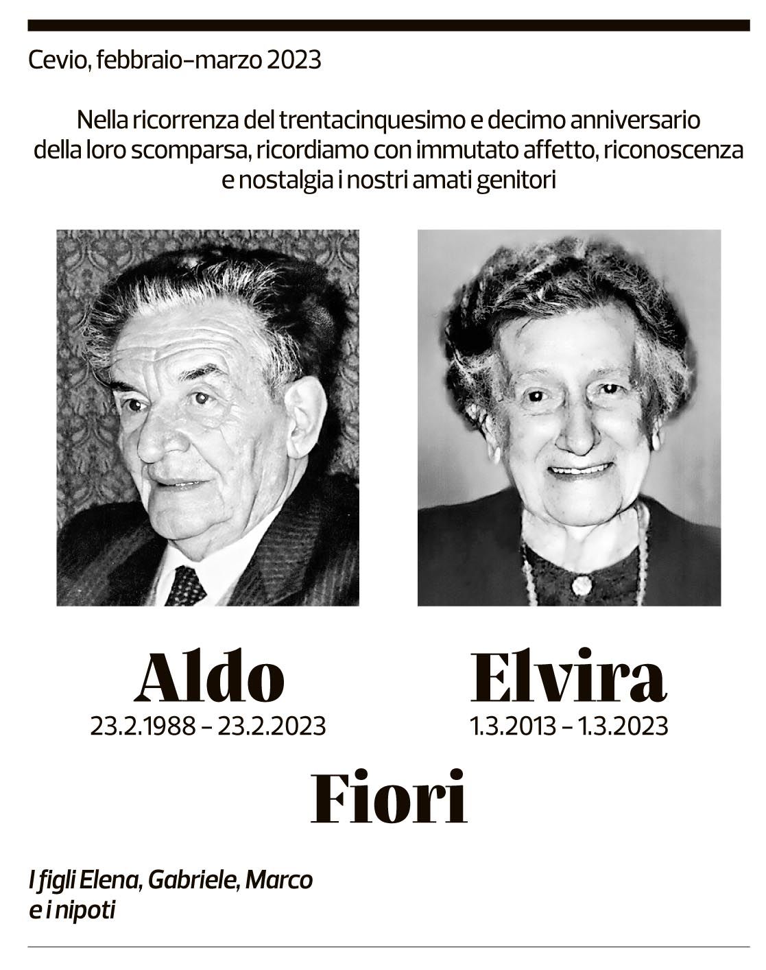 Annuncio funebre Aldo Fiori Elvira Fiori