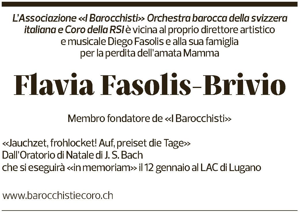 Annuncio funebre Flavia Fasolis-brivio