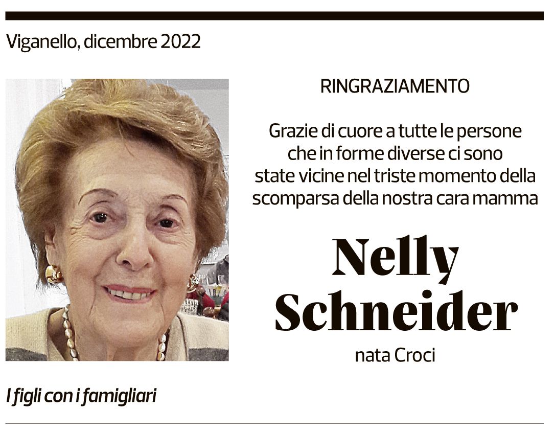 Annuncio funebre Nelly Schneider