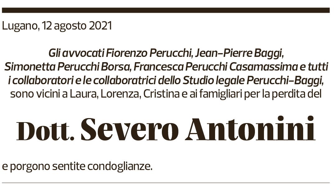 Annuncio funebre Severo Antonini