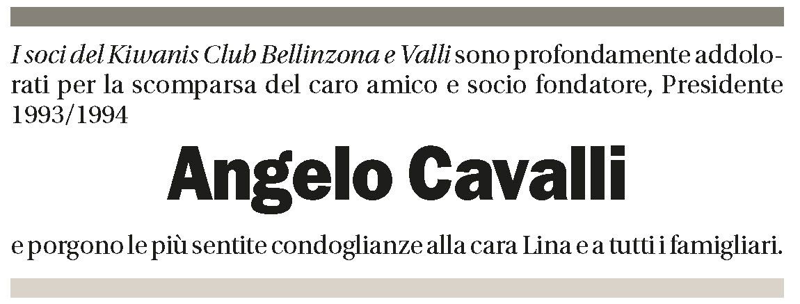 Annuncio funebre Angelo Cavalli
