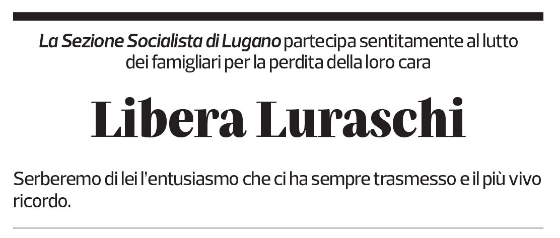 Annuncio funebre Libera Luraschi Ender