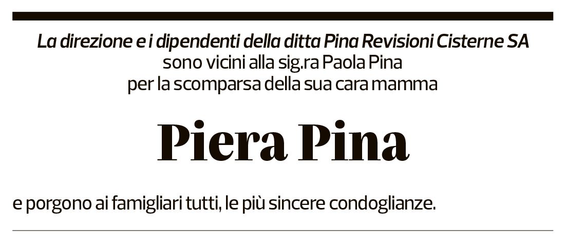 Annuncio funebre Piera Pina