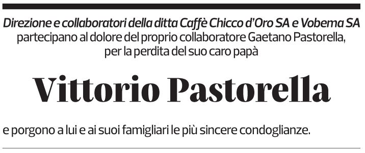 Annuncio funebre Vittorio Pastorella