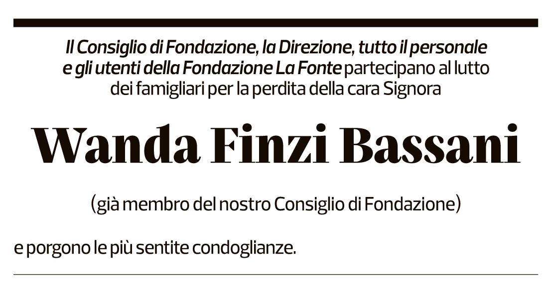 Annuncio funebre Wanda Finzi Bassani