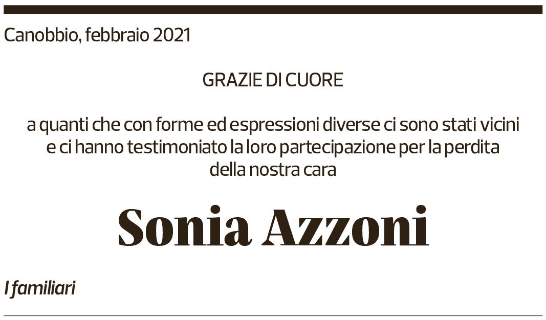 Annuncio funebre Sonia Azzoni