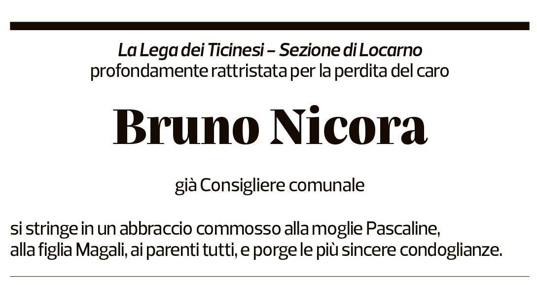Annuncio funebre Bruno Nicora