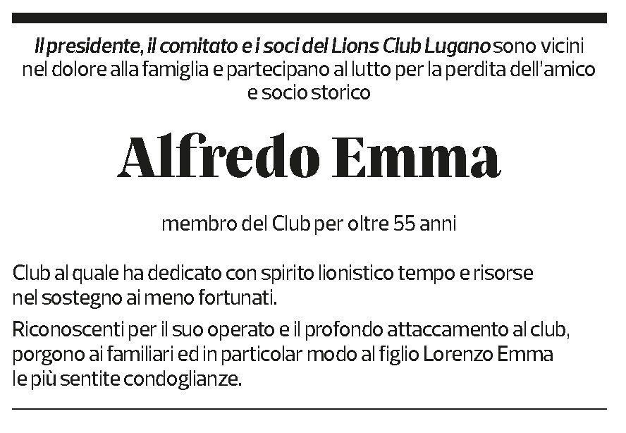 Annuncio funebre Alfredo Emma