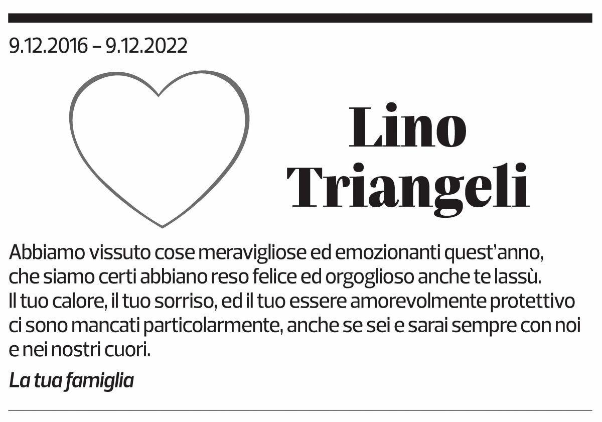 Annuncio funebre Lino Triangeli