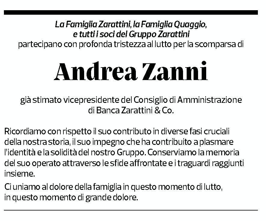 Annuncio funebre Andrea Zanni
