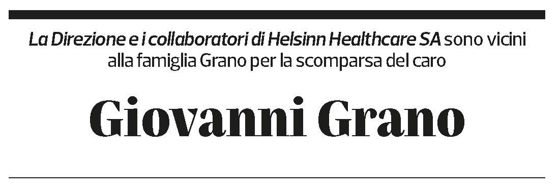 Annuncio funebre Giovanni Grano