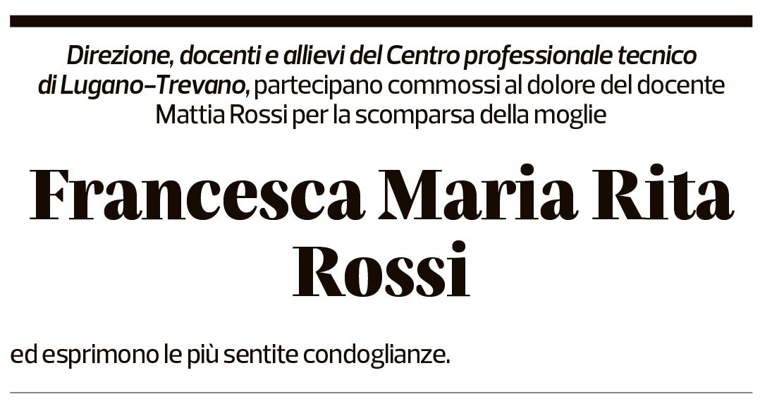 Annuncio funebre Francesca Rossi-lavizzari