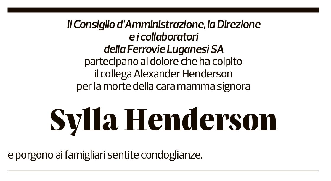 Annuncio funebre Sylla Henderson