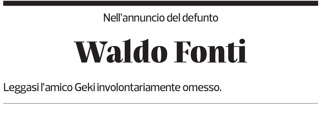 Annuncio funebre Waldo Fonti