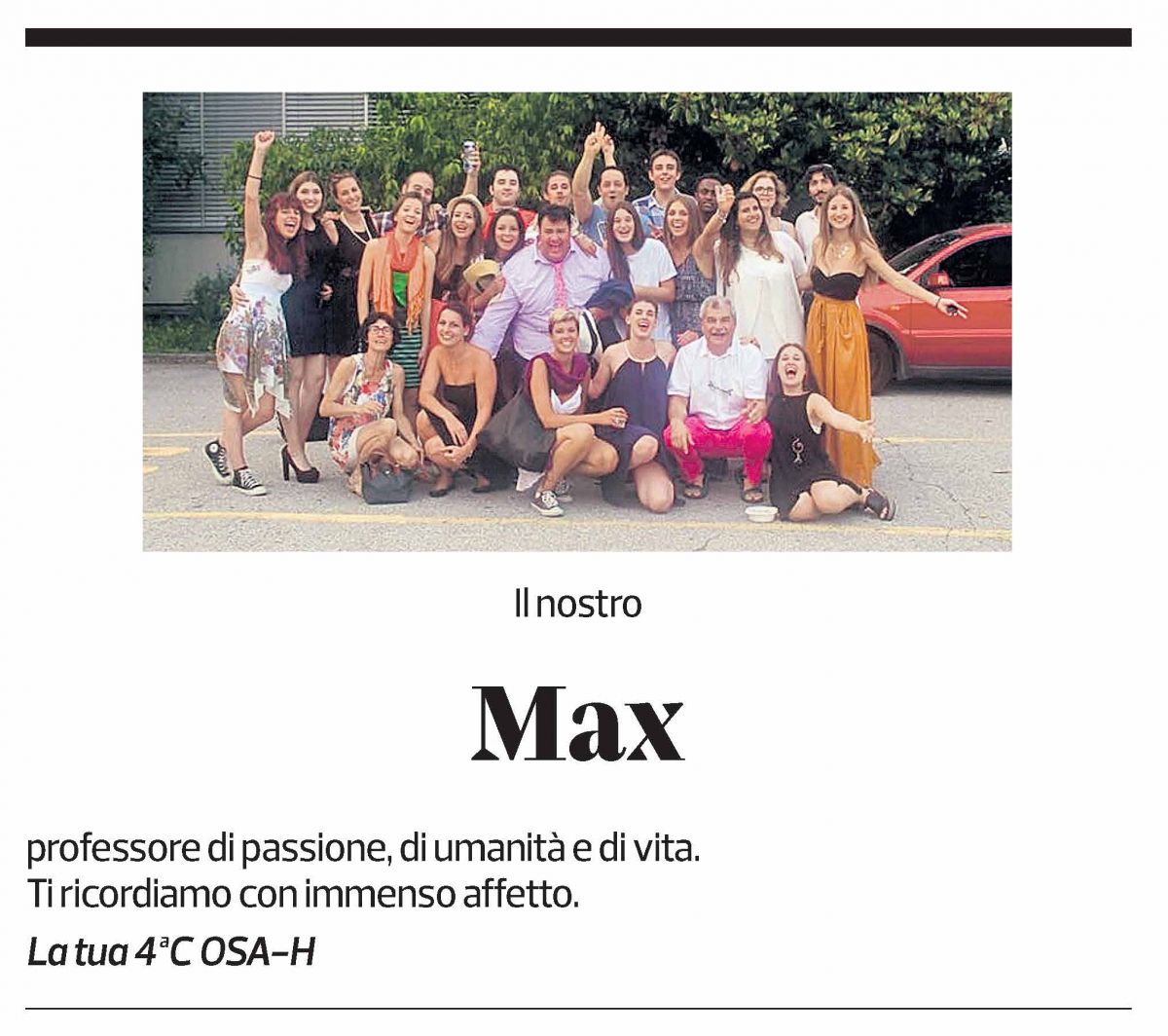 Annuncio funebre Massimo Melasecca