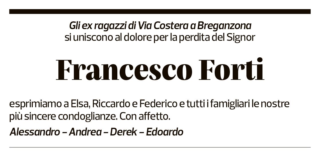 Annuncio funebre Francesco Forti