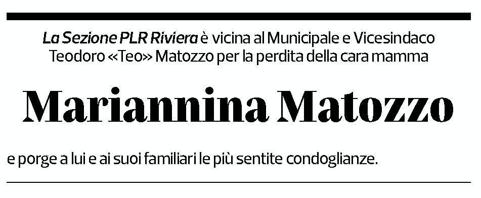 Annuncio funebre Mariannina Matozzo