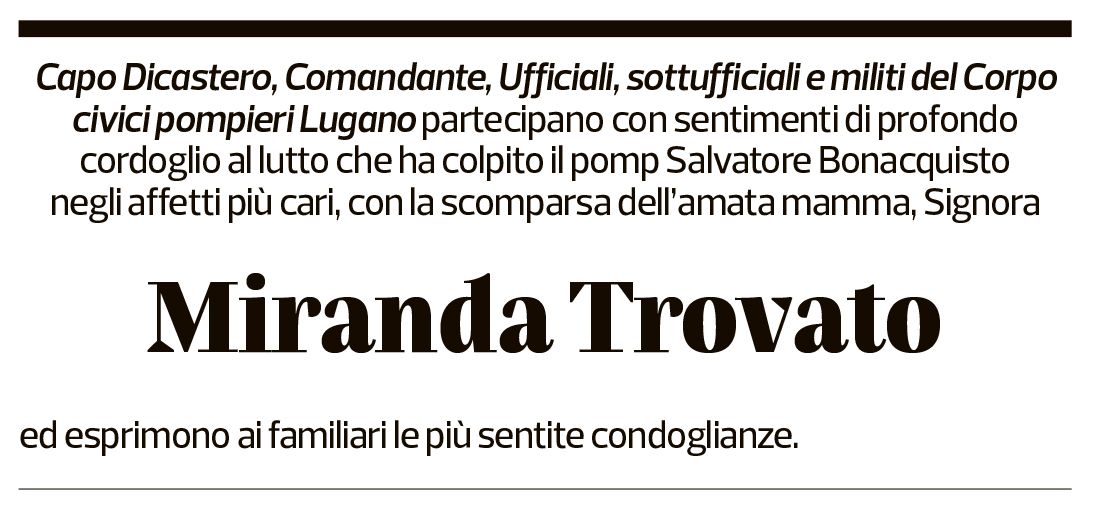 Annuncio funebre Miranda Trovato