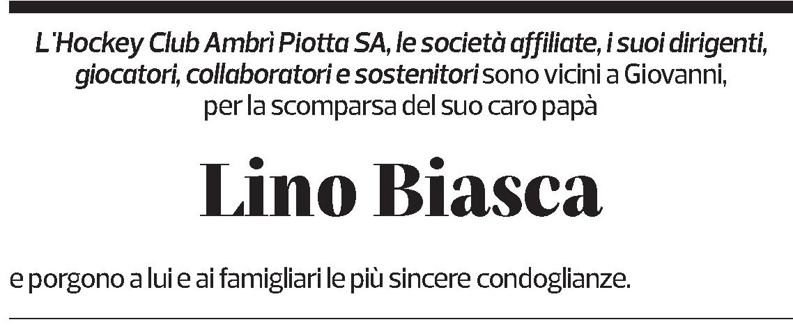 Annuncio funebre Lino Biasca