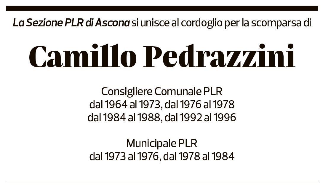 Annuncio funebre Camillo Pedrazzini