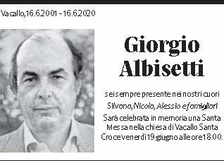 Annuncio funebre Giorgio Albisetti