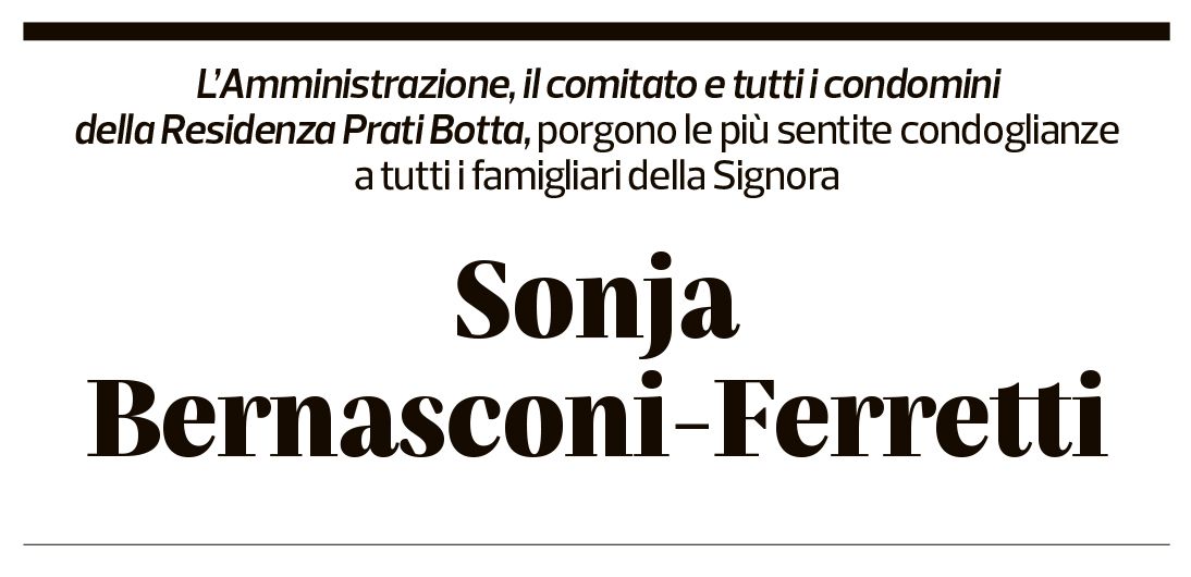 Annuncio funebre Sonja Bernasconi-ferretti