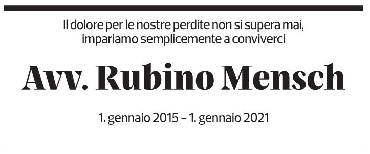 Annuncio funebre Rubino Mensh