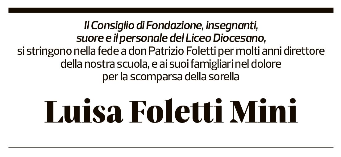 Annuncio funebre Luisa Foletti Mini