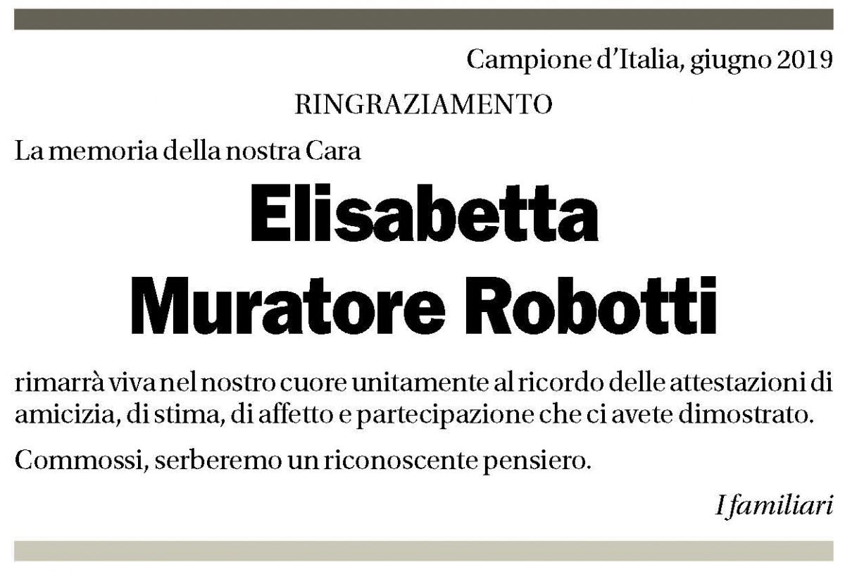 Annuncio funebre Elisabetta Muratore Robotti
