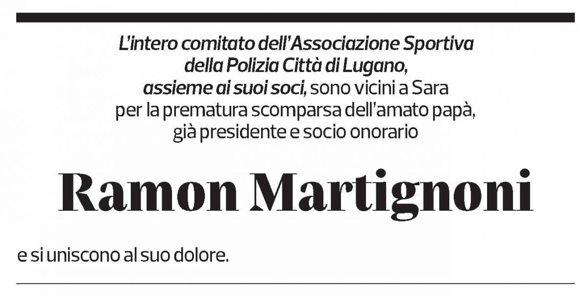Annuncio funebre Ramon Martignoni