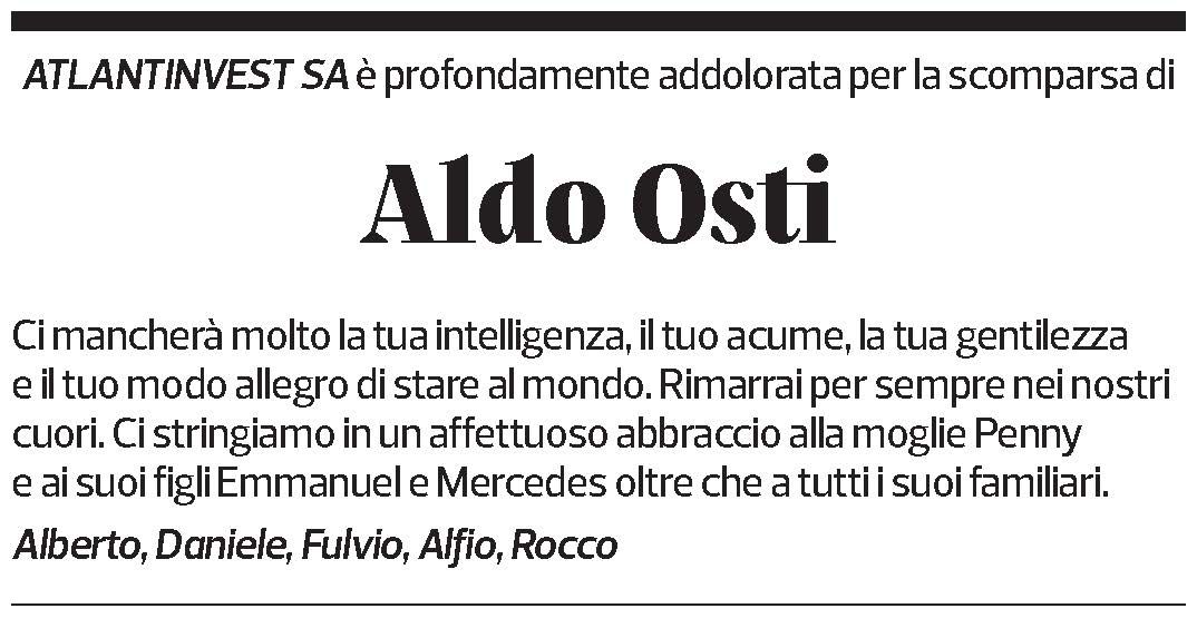 Annuncio funebre Aldo Osti