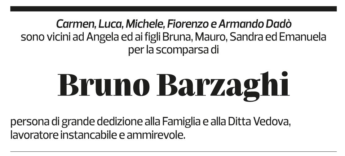 Annuncio funebre Bruno Barzaghi