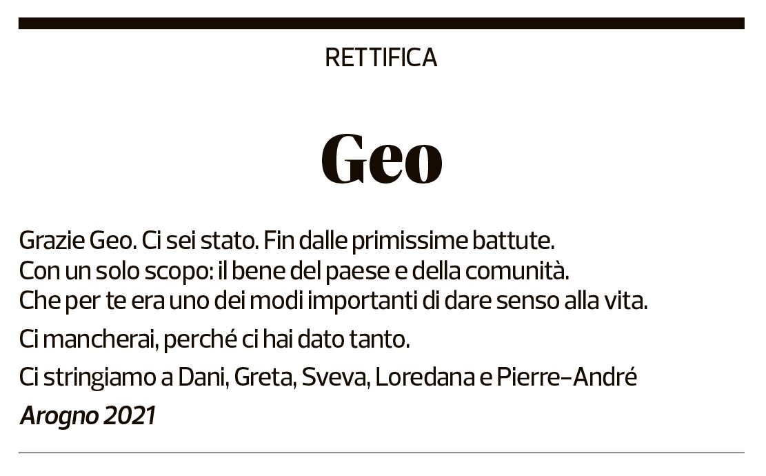 Annuncio funebre Geo Jeanmarie