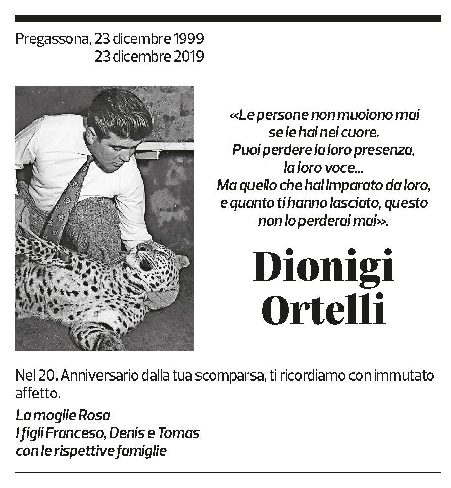 Annuncio funebre Dionigi Ortelli