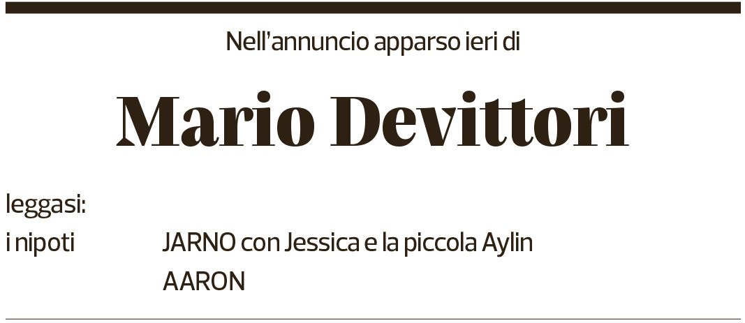 Annuncio funebre Mario Devittori