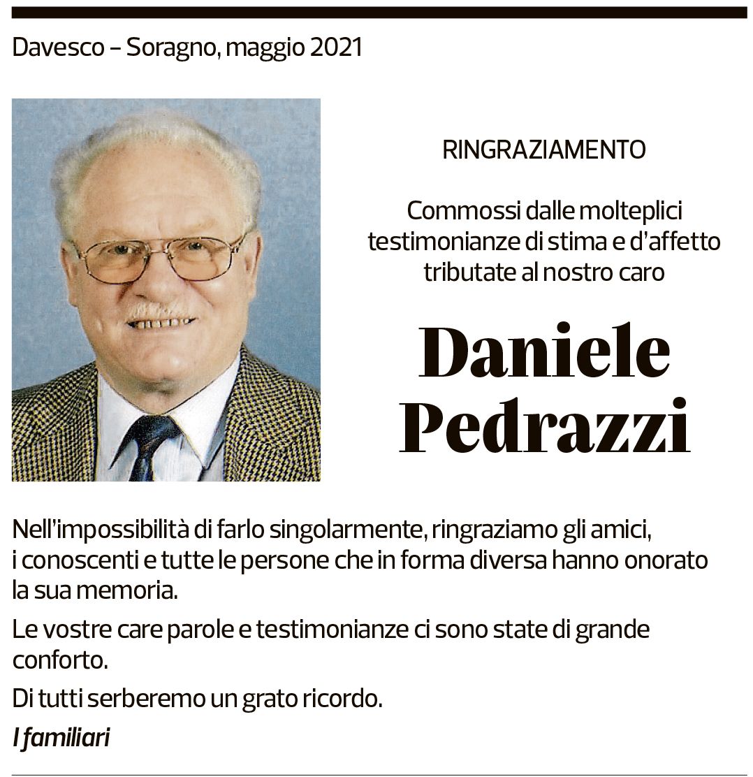 Annuncio funebre Daniele Pedrazzi