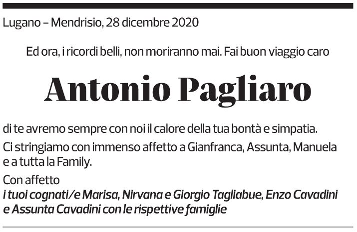 Annuncio funebre Antonio Pagliaro