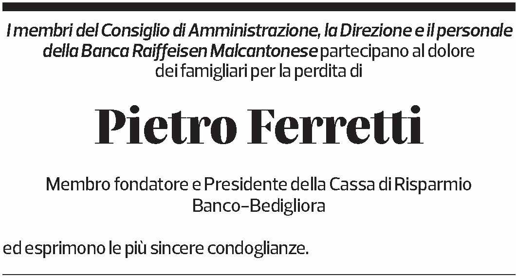 Annuncio funebre Pietro Ferretti