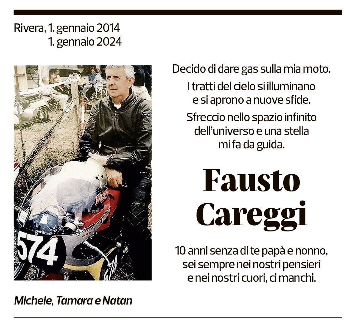 Annuncio funebre Fausto Careggi