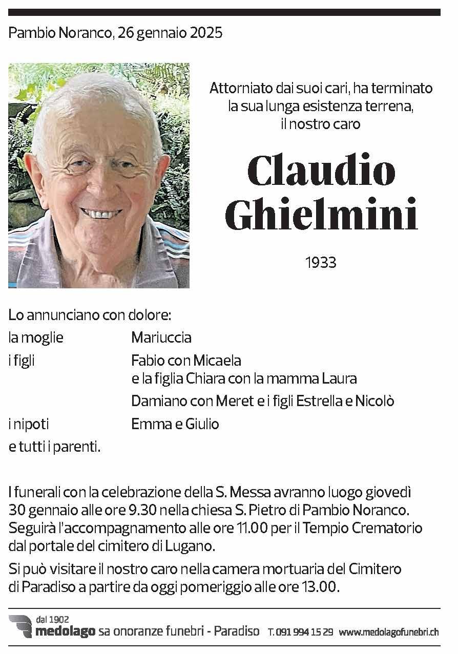 Annuncio funebre Claudio Chielmini