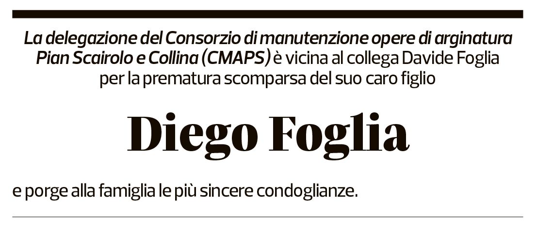 Annuncio funebre Diego Foglia