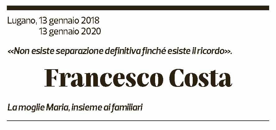 Annuncio funebre Francesco Costa
