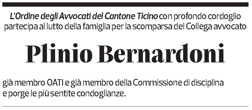 Annuncio funebre Plinio Bernardoni