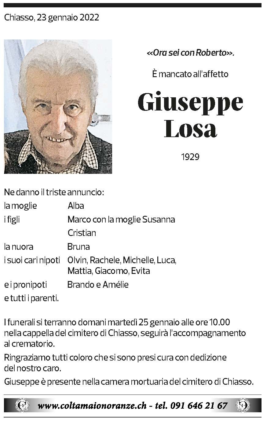 Annuncio funebre Giuseppe Losa