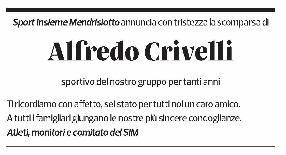 Annuncio funebre Alfredo Crivelli