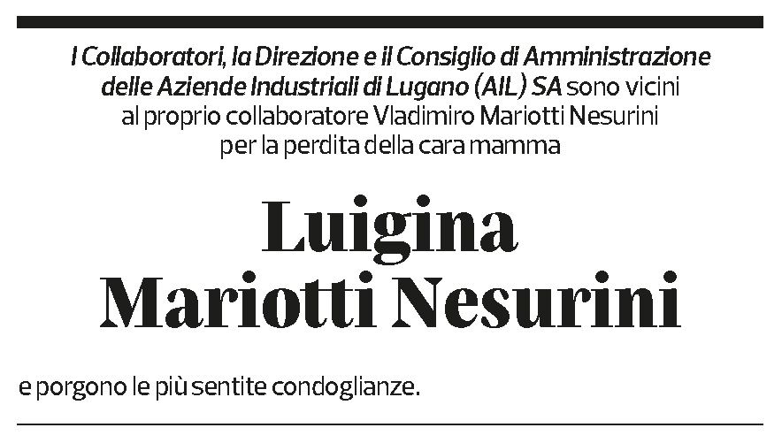 Annuncio funebre Luigina Mariotti Nesurini