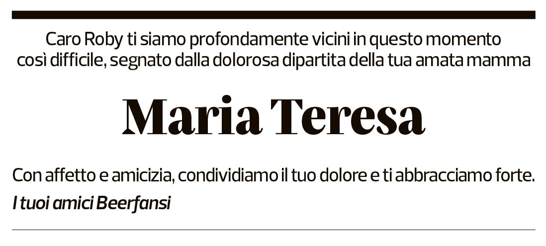 Annuncio funebre Maria Teresa Storni