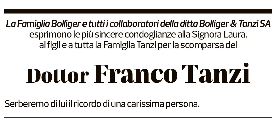 Annuncio funebre Franco Tanzi