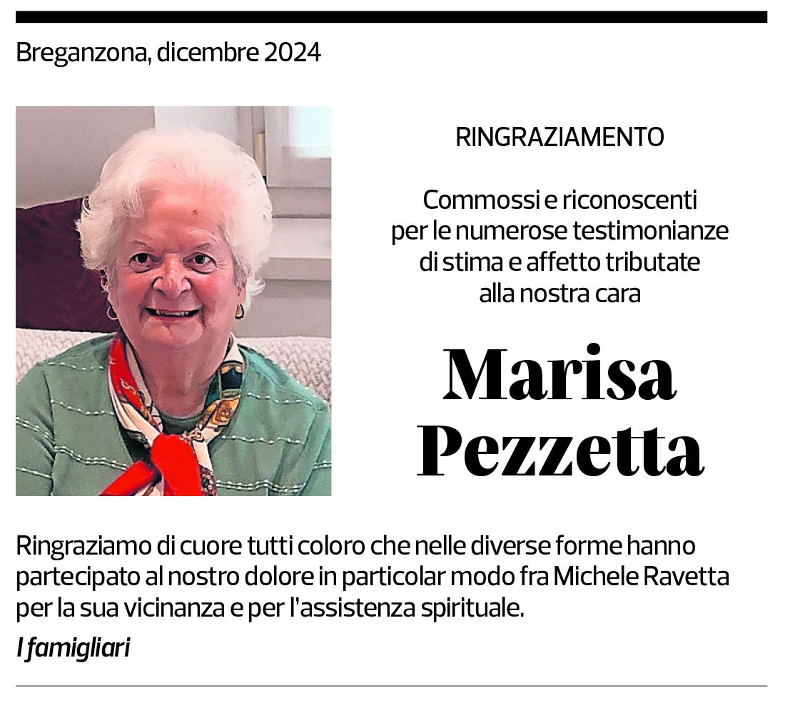 Annuncio funebre Marisa Pezzetta