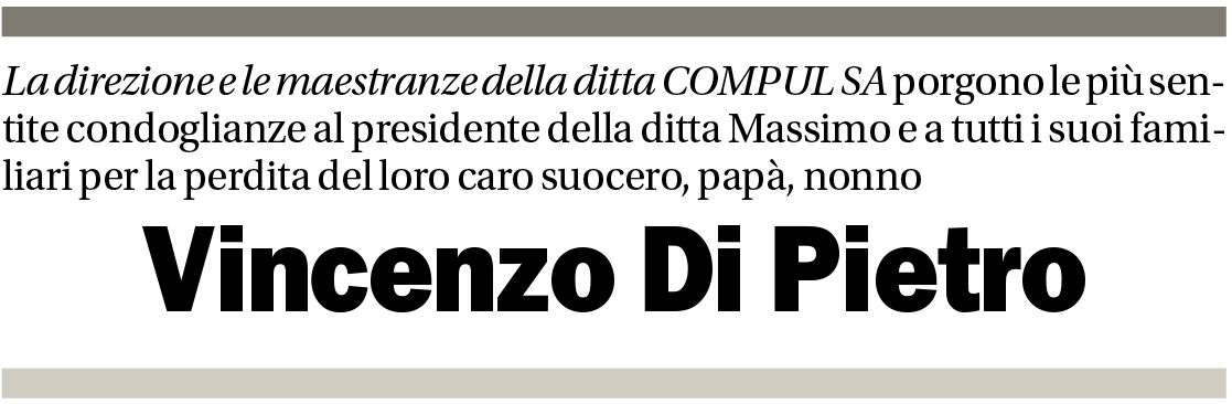 Annuncio funebre Vincenzoo Di Pietro
